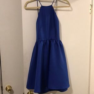 Royal Blue High Neck, Backless Dress